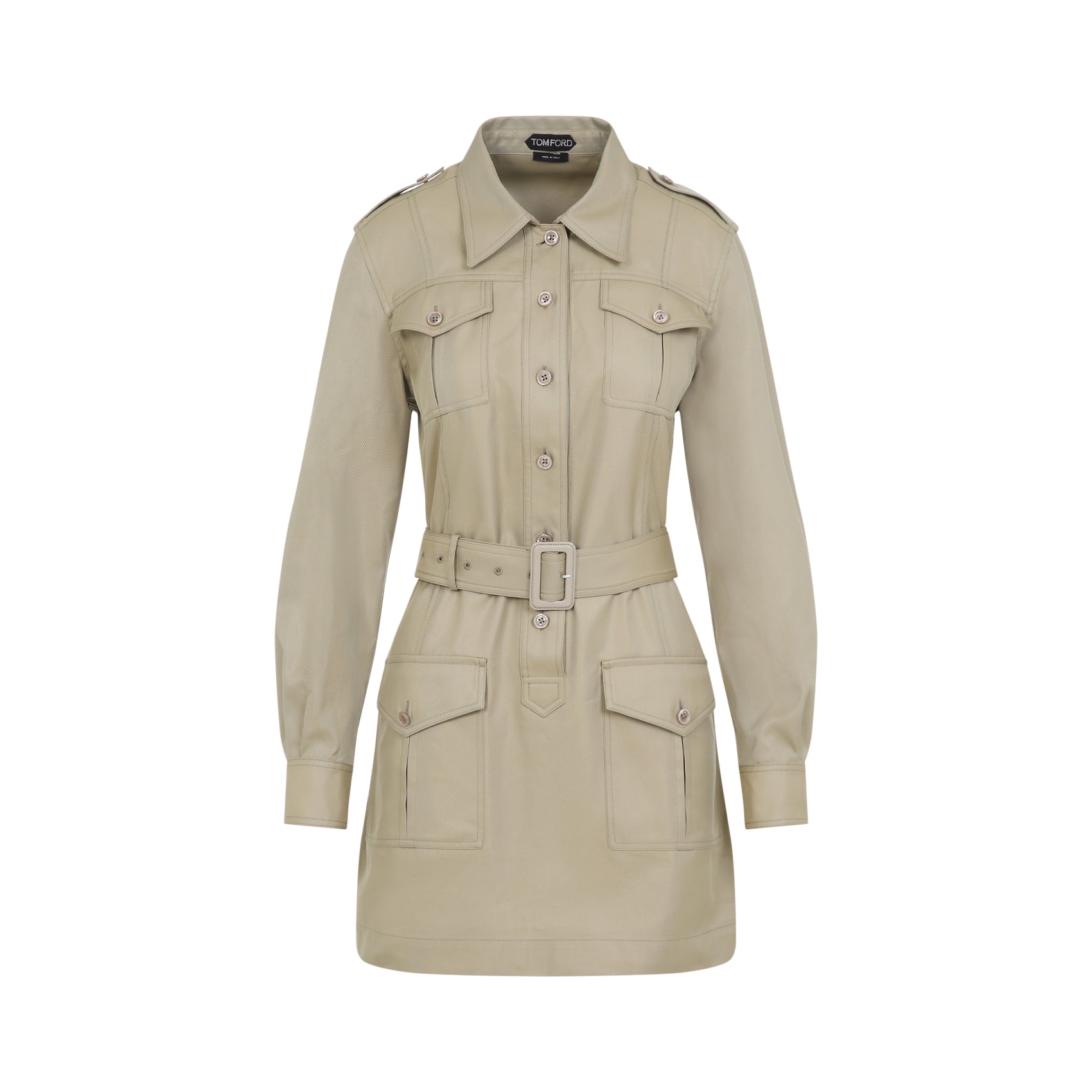 ladies tan dress Tom Ford Safari Mini beige Designed with a flattering Style Season Description:FALL 2025 DELIVERY 3 Size:Large(14) Textured Knit Crew Neck