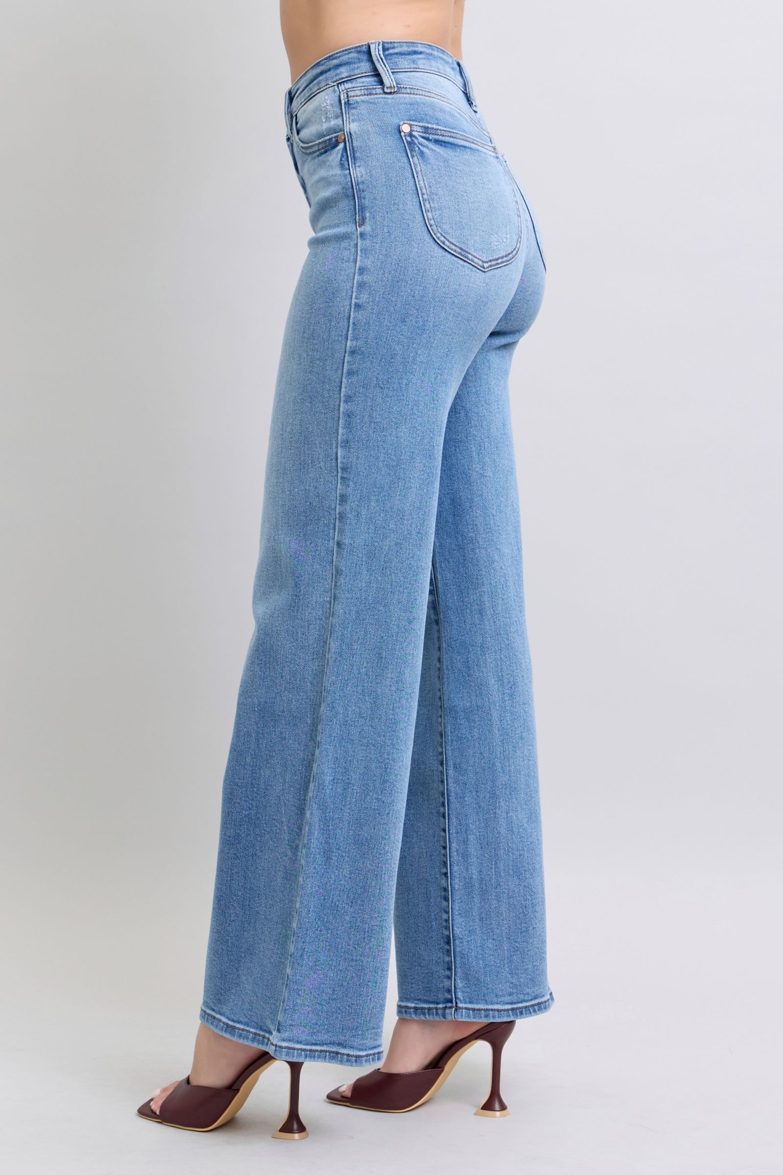 Judy Blue Full Size Wide Leg Jeans with Pockets flare