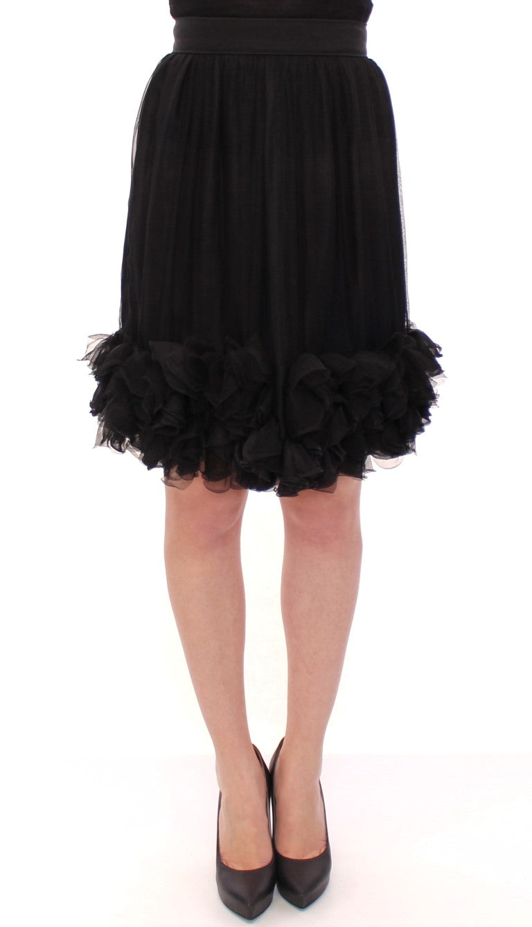 Dolce & Gabbana Black Silk formal cocktail evening Skirt
