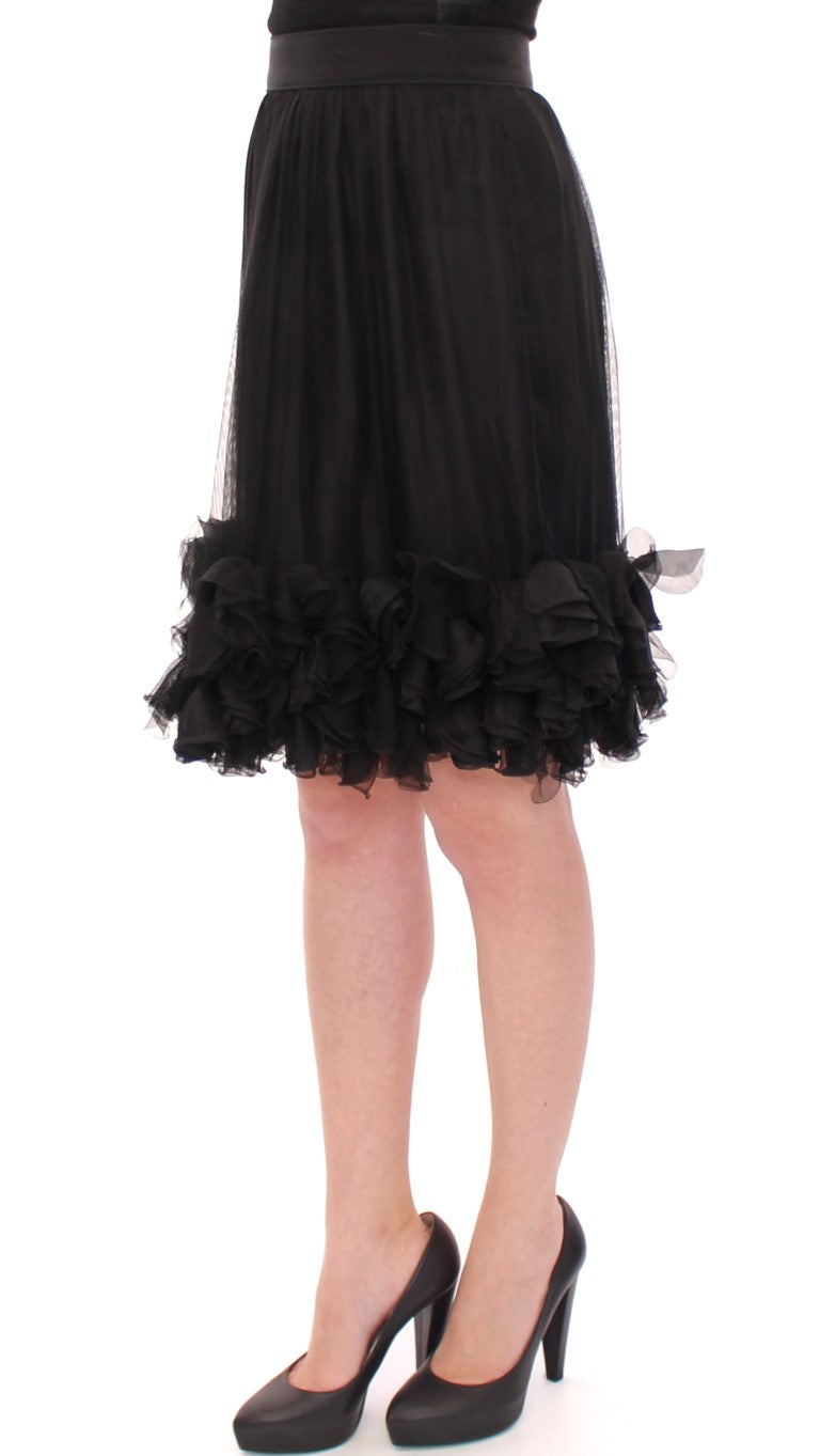 Dolce & Gabbana Black Silk formal cocktail evening Skirt
