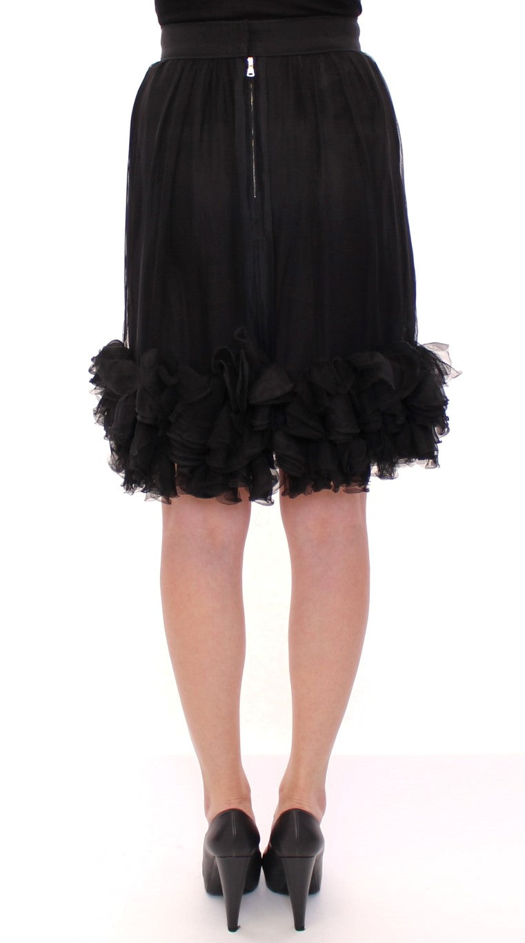 Dolce & Gabbana Black Silk formal cocktail evening Skirt