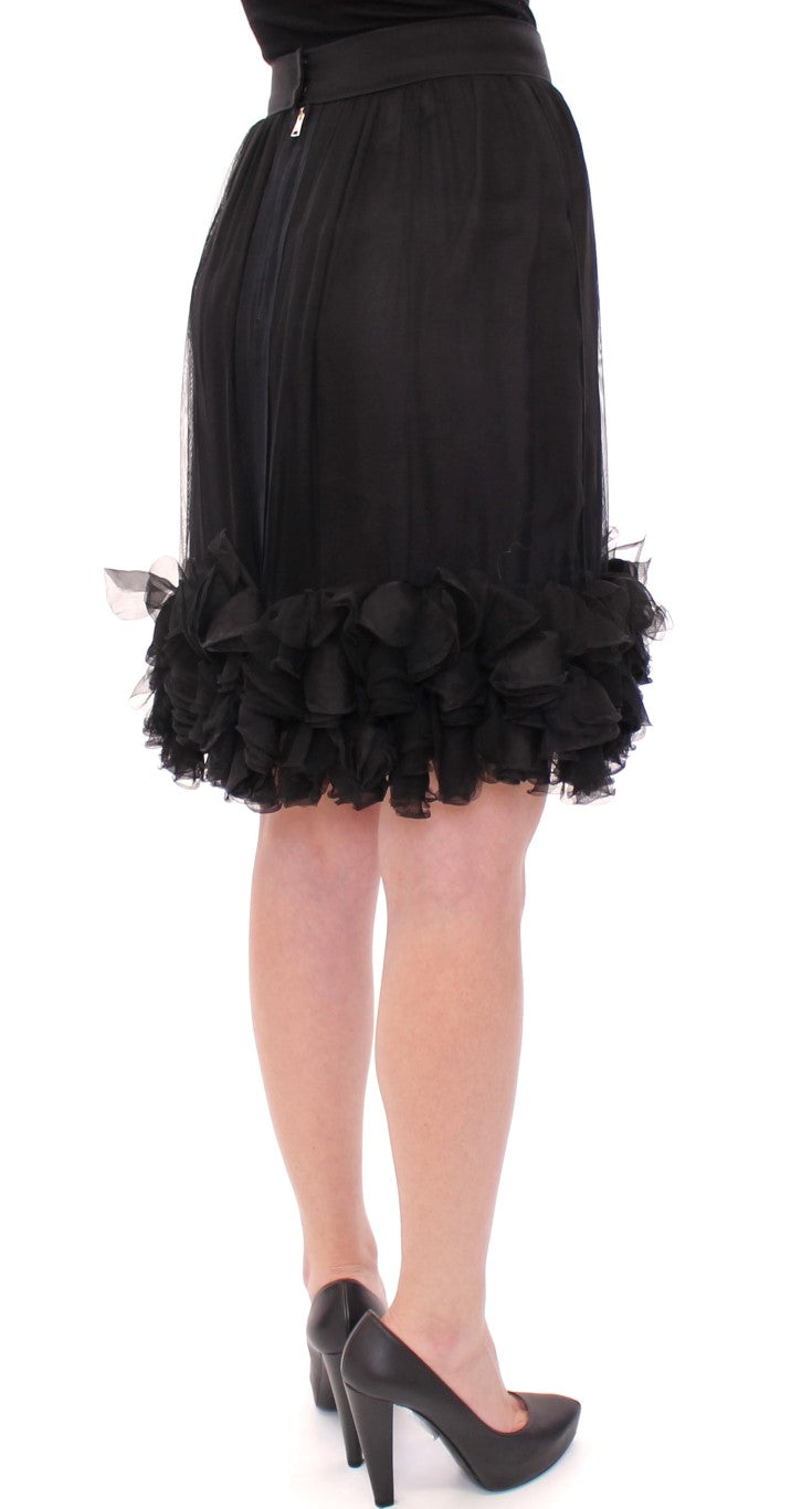 Dolce & Gabbana Black Silk formal cocktail evening Skirt