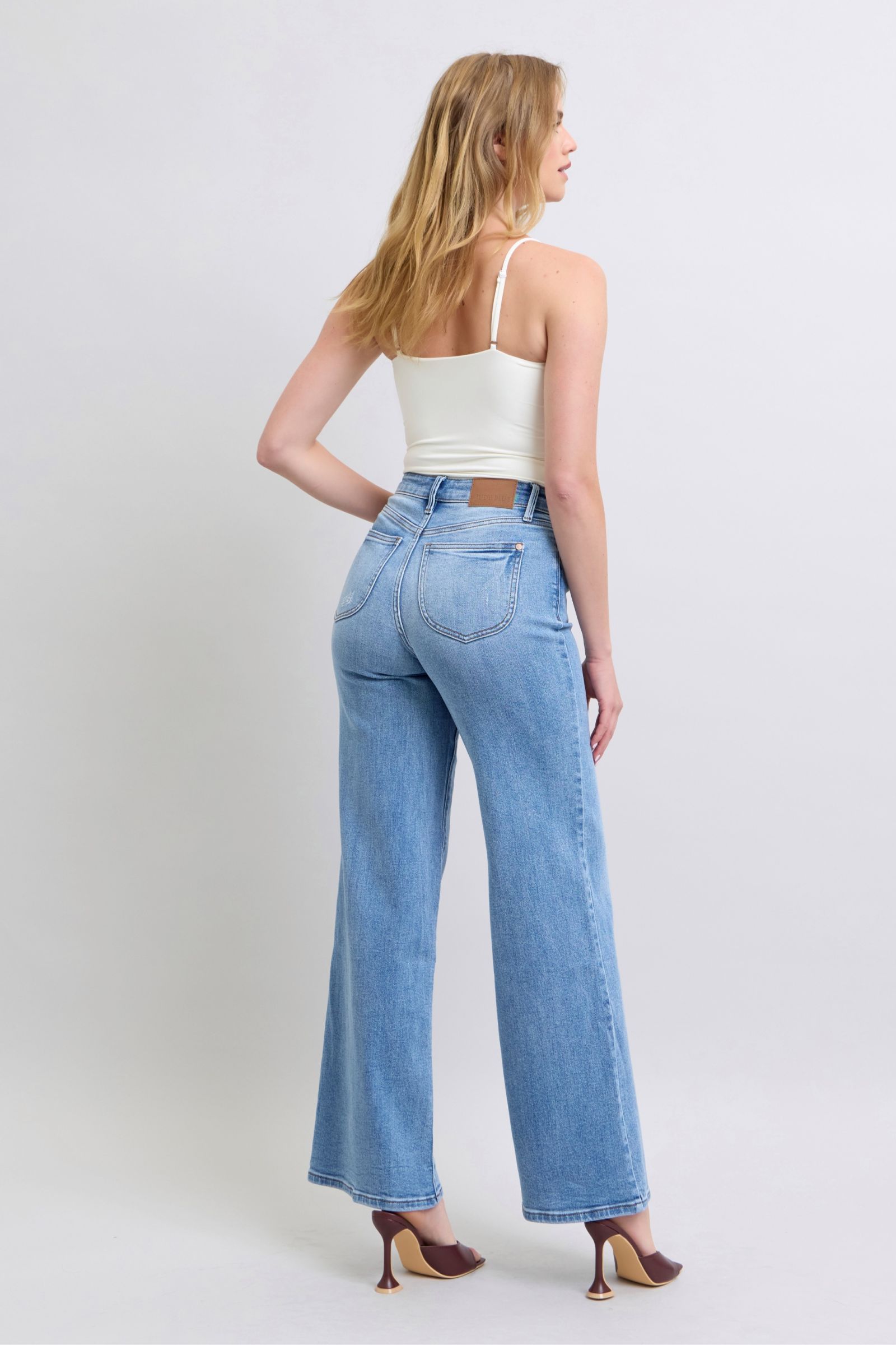 Judy Blue Full Size Wide Leg Jeans with Pockets flare