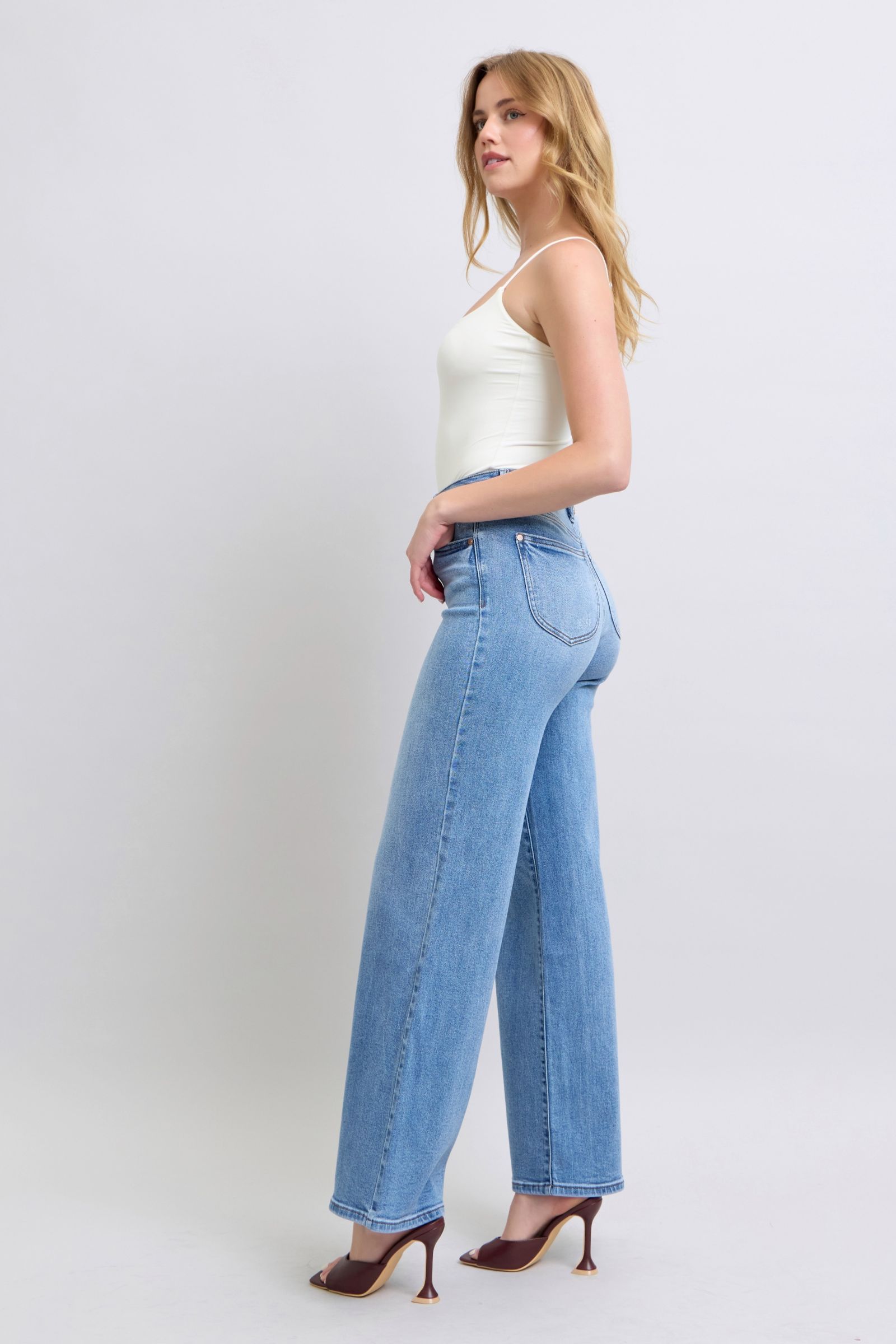 Judy Blue Full Size Wide Leg Jeans with Pockets flare