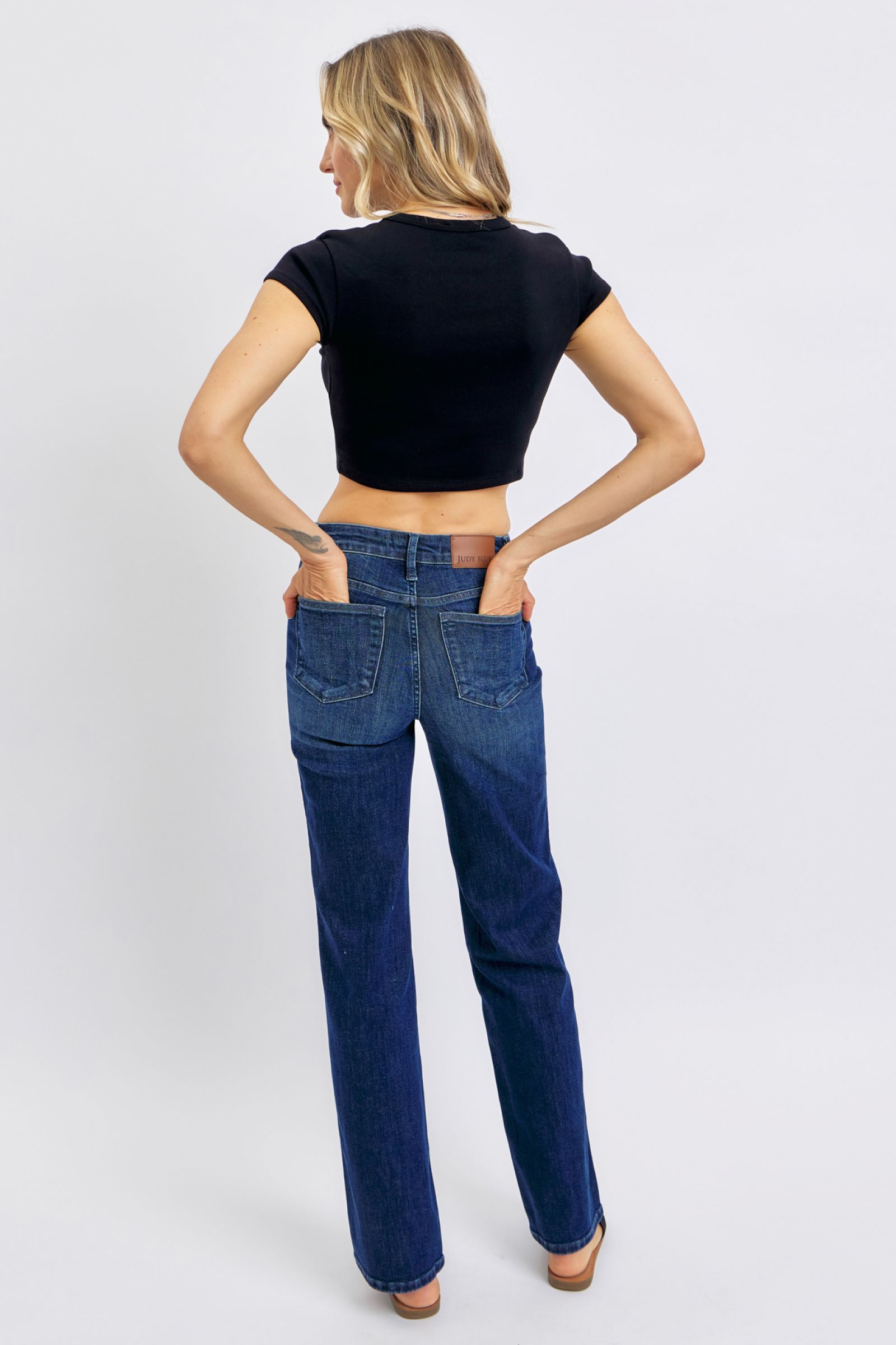 Judy Blue Full Size Tummy Control Straight Blue Jeans Plus