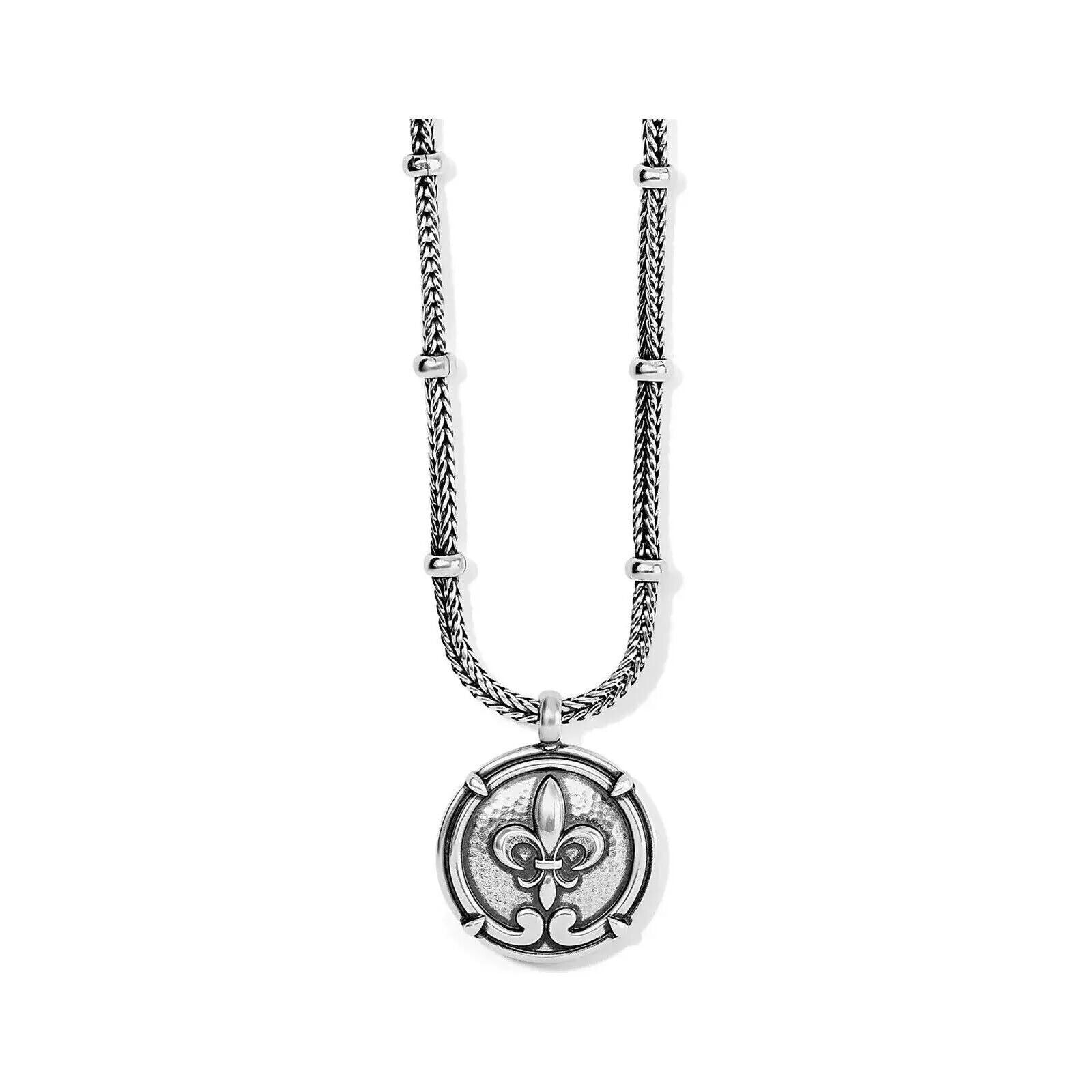Brighton fleur-de-lis pendant necklace chain adjustable silver gift Saints