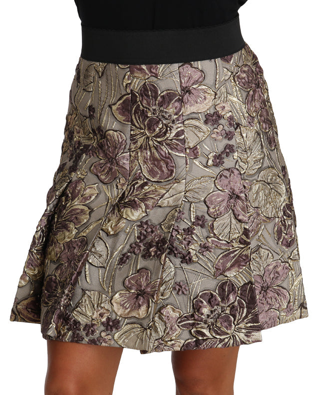 Dolce & Gabbana A-Line Mini Floral Print Jaquard Skirt Italy