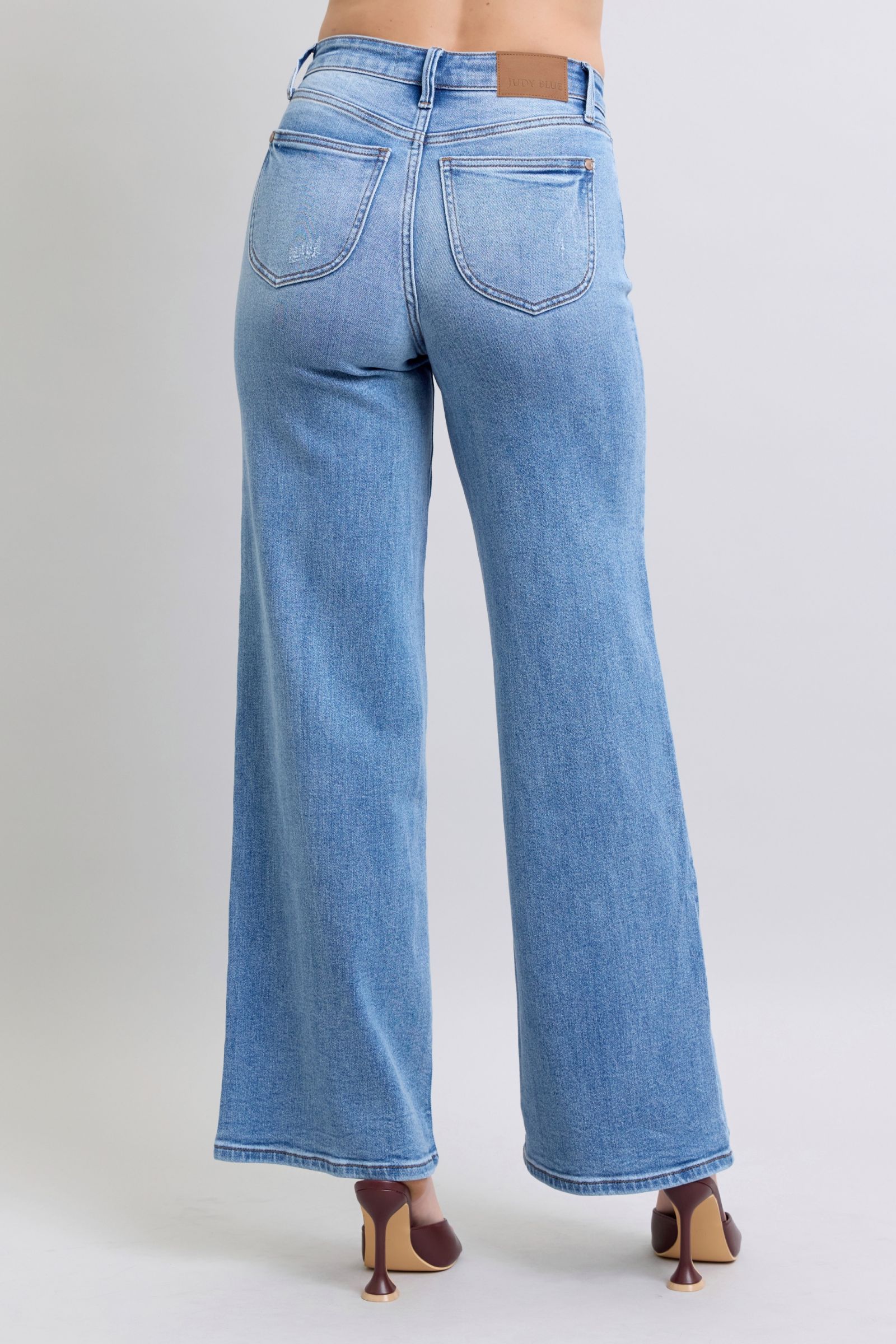 Judy Blue Full Size Wide Leg Jeans with Pockets flare