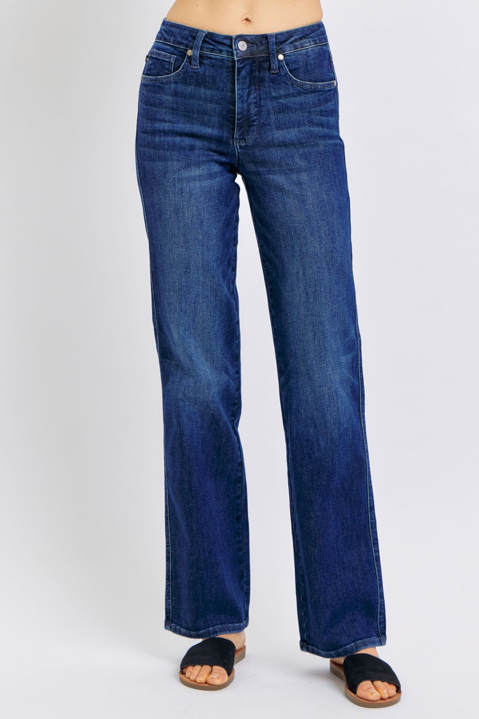 Judy Blue Full Size Tummy Control Straight Blue Jeans Plus
