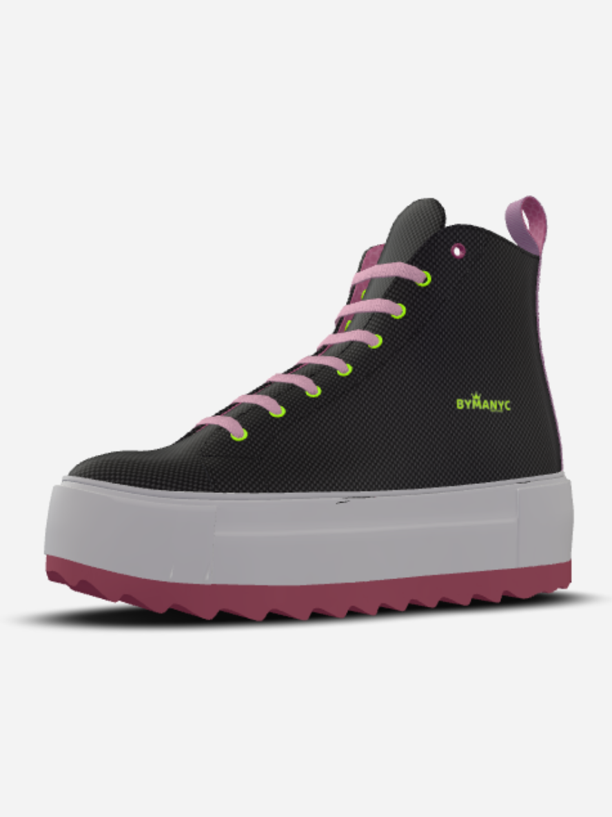 Sustainable Ankle Boots BYMANYC ® New York – HUDSON LUXE lace-up black pink