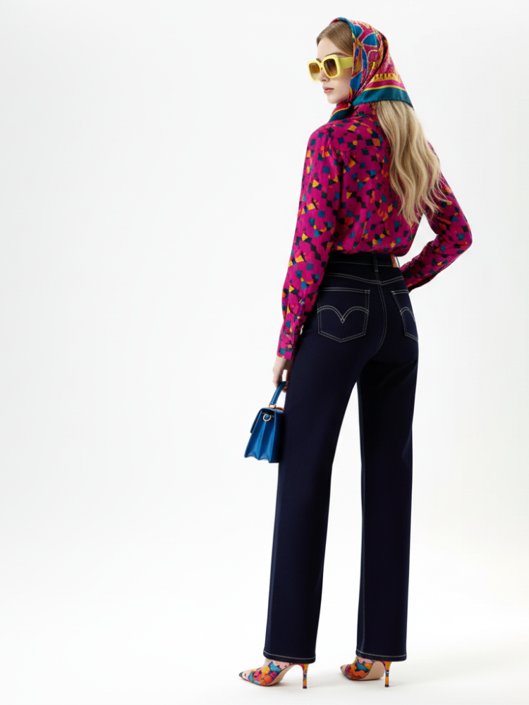 Wide-Leg Cropped denim dark blue Jeans, Fifth Avenue | Women - BYMANYC ® New York