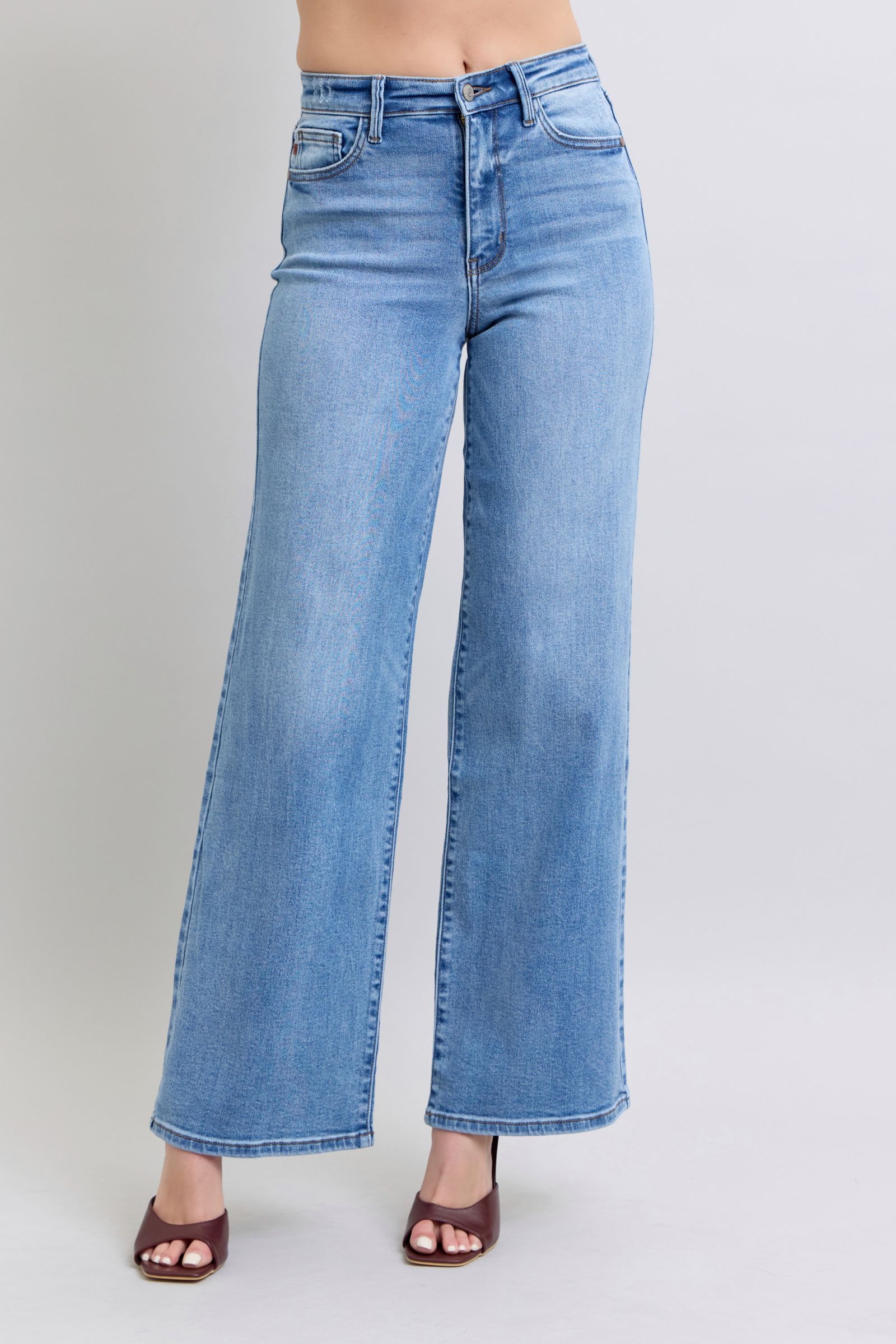 Judy Blue Full Size Wide Leg Jeans with Pockets flare