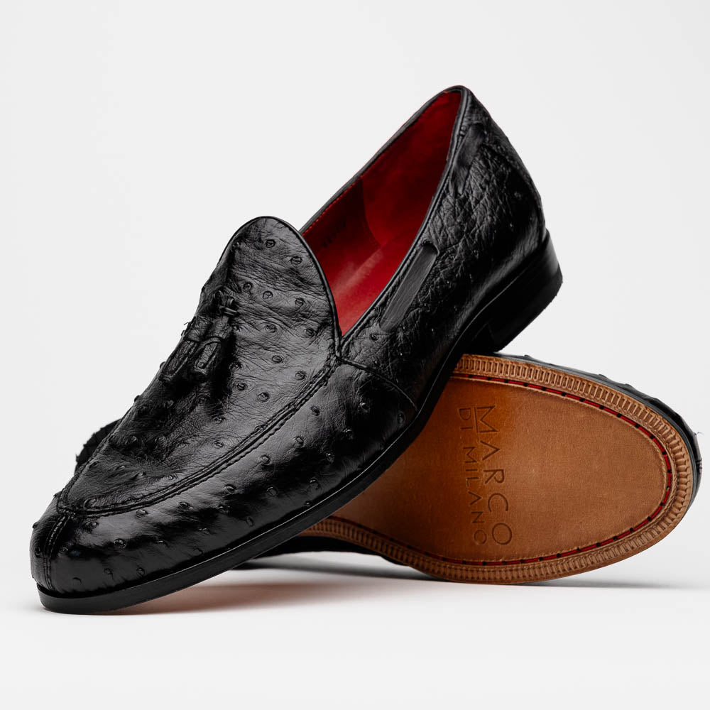 Aubiere genuine ostrich quill loafers shoes tasseled men display picture 3