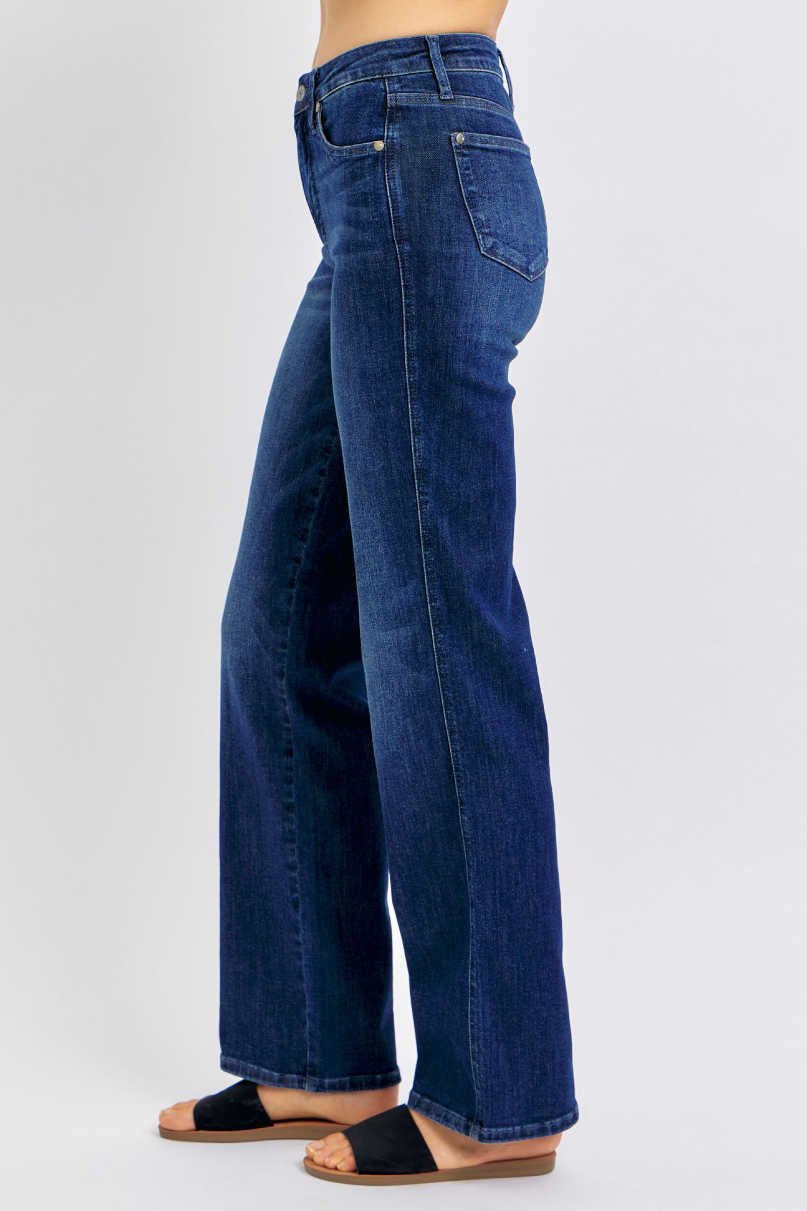 Judy Blue Full Size Tummy Control Straight Blue Jeans Plus