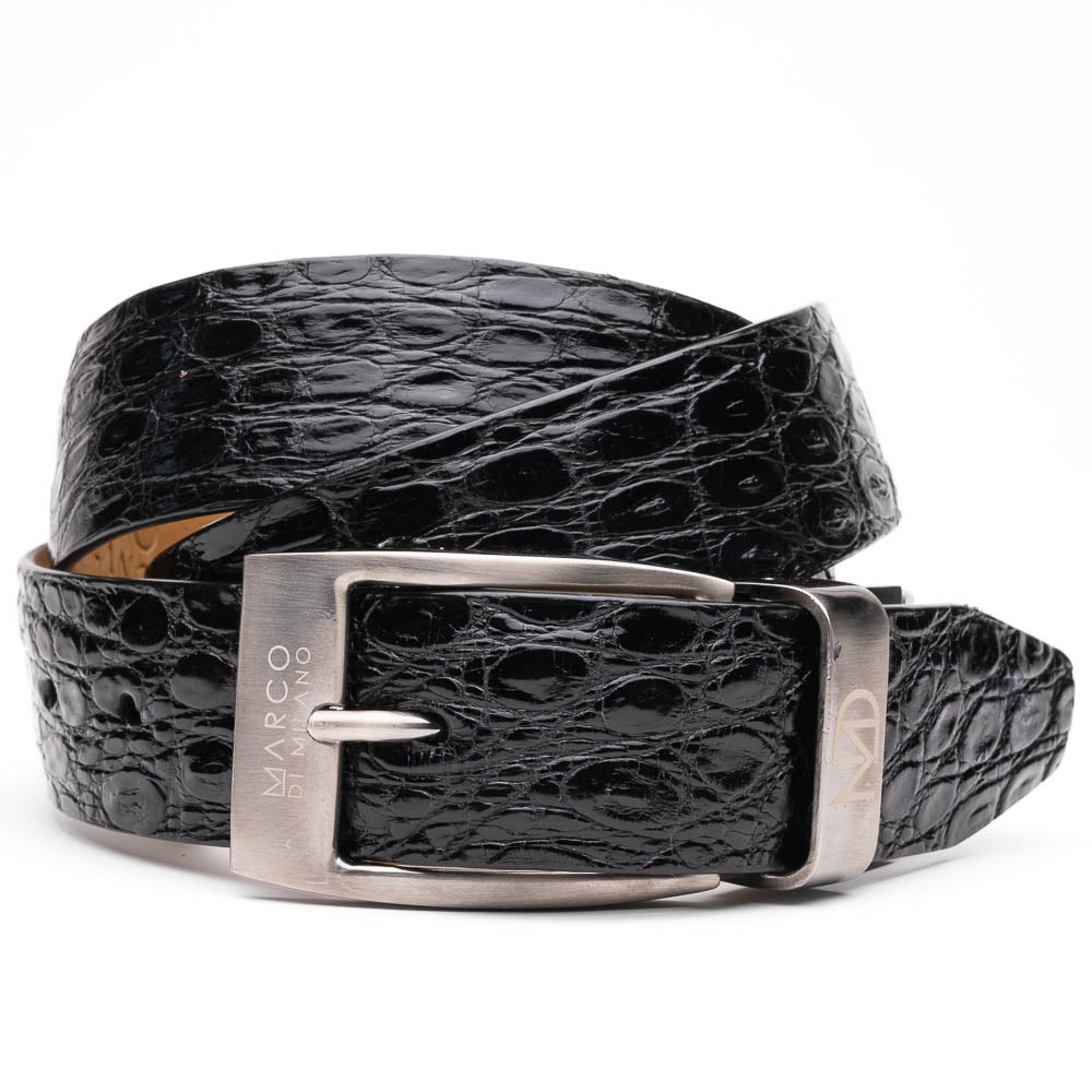 Massimo Belt Black genuine Caiman skin men's Milano