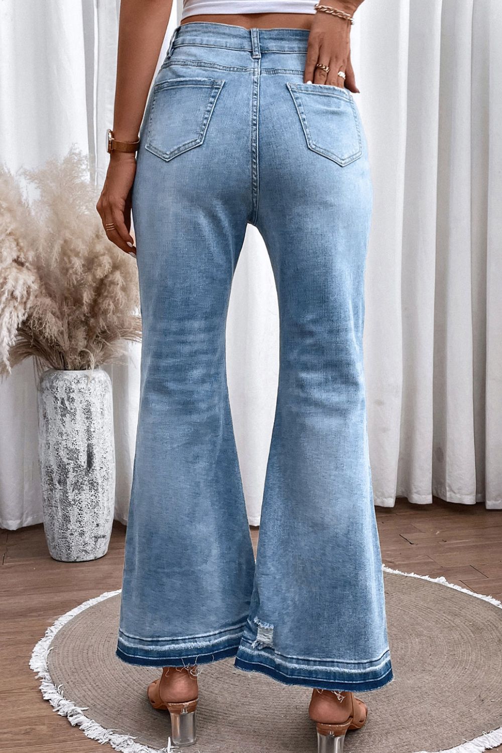 JUDY BLUE High Waist Button Fly Flared Blue Jeans