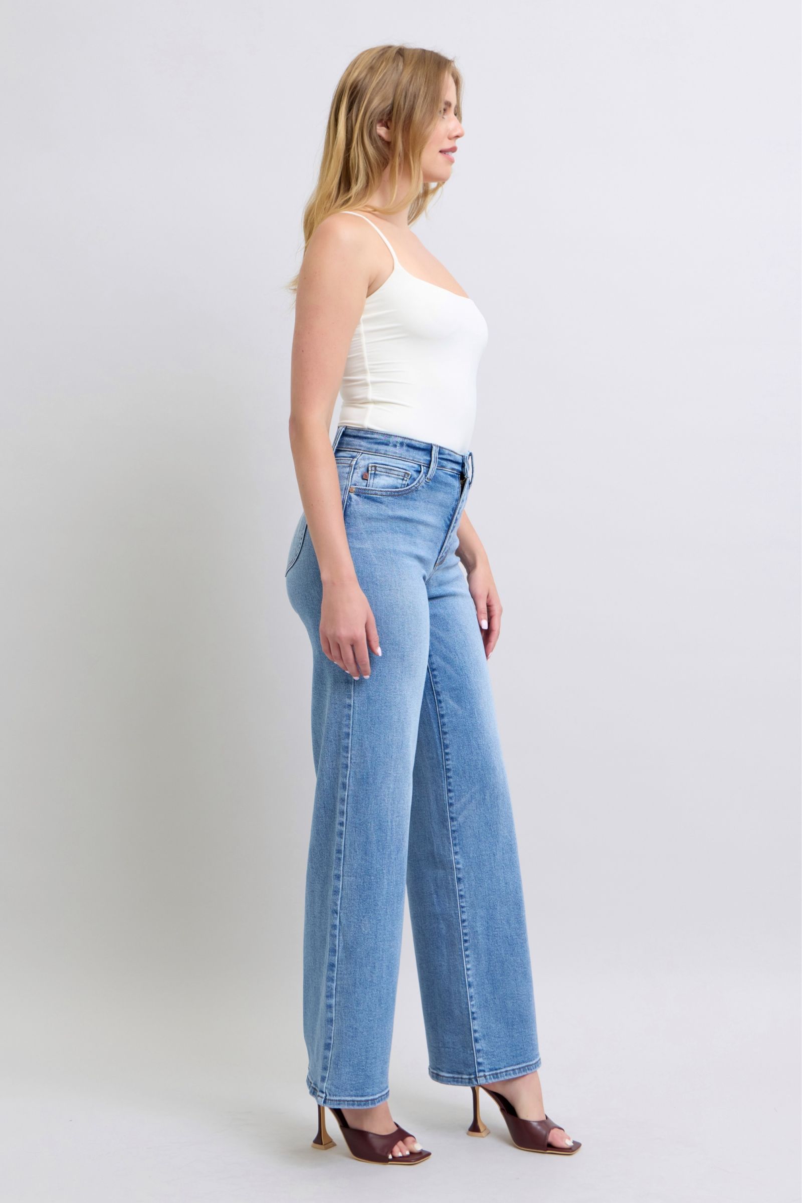 Judy Blue Full Size Wide Leg Jeans with Pockets flare