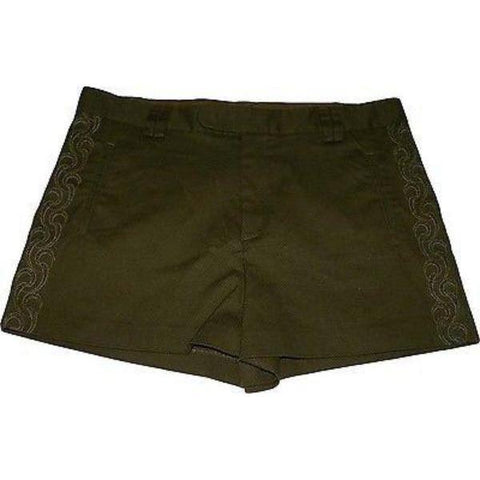 CATHERINE MALANDRINO 10 M army green shorts embroidered cutouts-Shorts-Catherine Malandrino-10-Army green-Jenifers Designer Closet