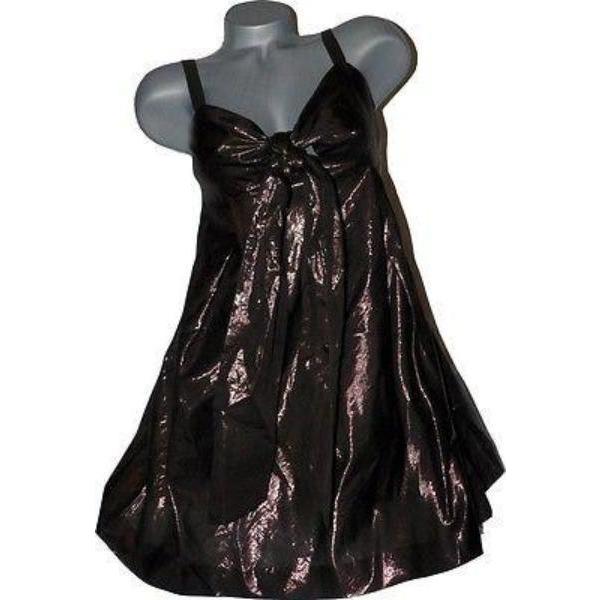 larok sequin dress LaROK Sequin Sheath Dress Metallic Platinum Black Tie Front Sleeveless