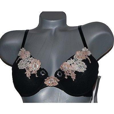 ONGOSSAMER Bump it Up push-up bra lace sequins 34C black
