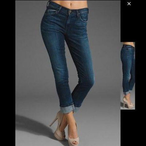 CITIZENS of HUMANITY 24 high waist roll up blue jeans denim retro slim ankle-Jeans-Citizens of Humanity-24-Blue-Jenifers Designer Closet