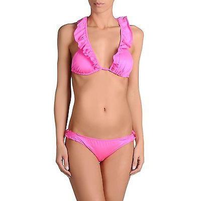 JE M'EN FOUS bikini swimsuit 44 M 10 Italy hot pink ruffled runway-Swimwear-Je M'en Fous-44/10-Pink-Jenifers Designer Closet