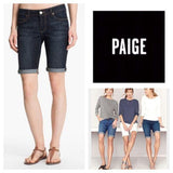 PAIGE Premium Denim 27 Bermuda shorts stretch dark wash cuffed rolled blue-Shorts-Paige Denim-Jenifers Designer Closet