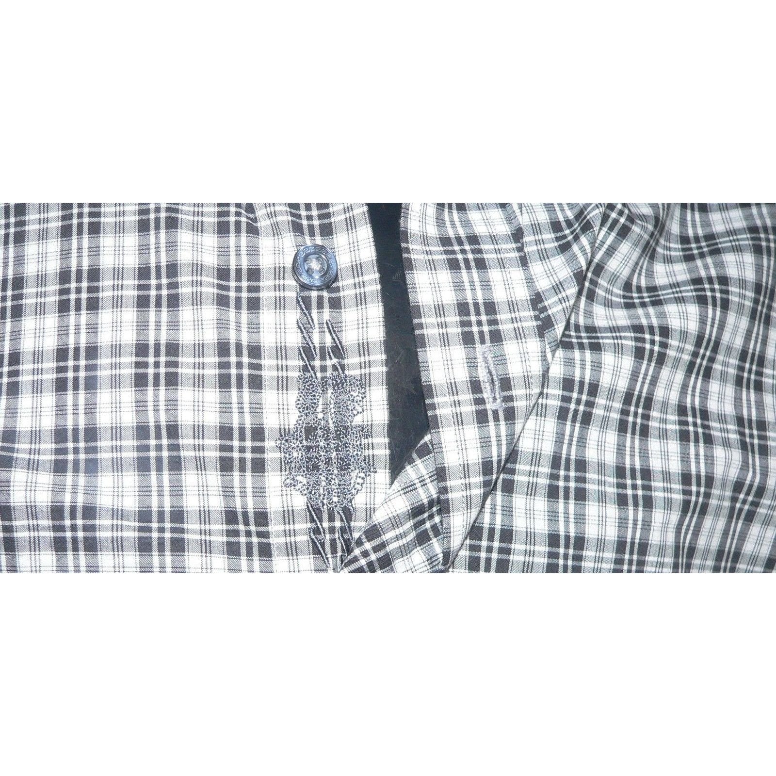 ROBERT GRAHAM shirt S black white plaid w/ skull contrast cuffs men's-Casual Shirts-Robert Graham-Small-Black/white-Jenifers Designer Closet