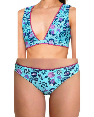 NANETTE LEPORE bikini swimsuit 10 bathing suit floral designer 2 pc