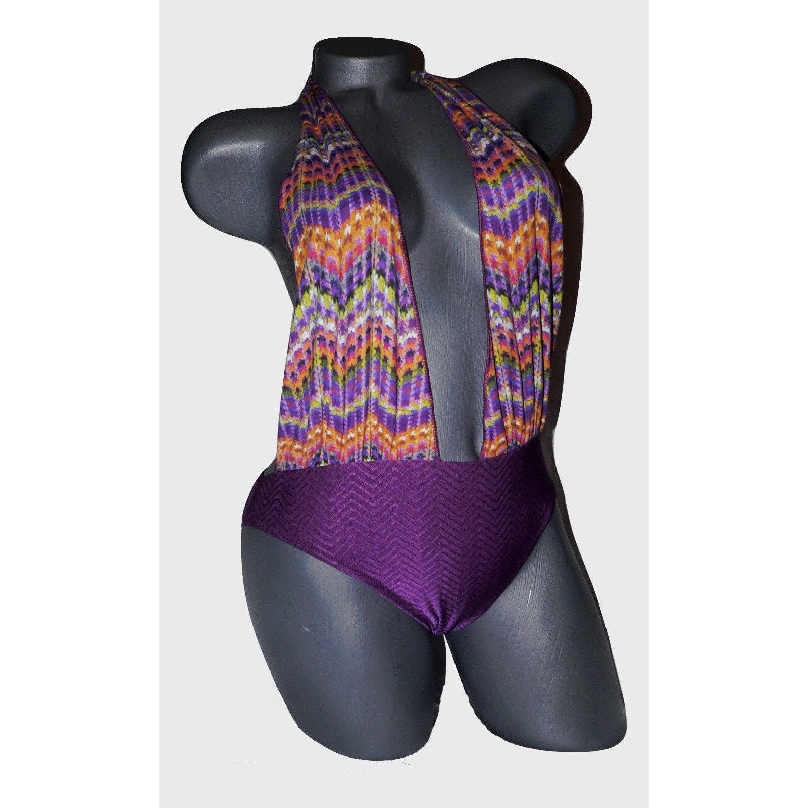 STUDIO LA PERLA 48/12 Italy 1PC plunging swimsuit convertible one piece-Clothing, Shoes & Accessories:Women's Clothing:Swimwear-La Perla-48/12-Purple-Jenifers Designer Closet