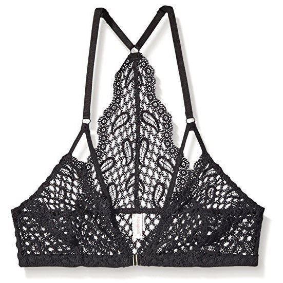 ROSAPOIS lace bra 32B sheer bralette adjustable straps black romance –  Jenifers Designer Closet
