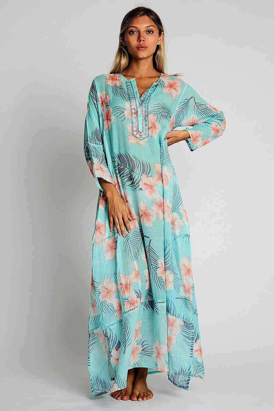 DEBBIE KATZ Halina Nina M gauzy light cotton cover up kaftan maxi dress