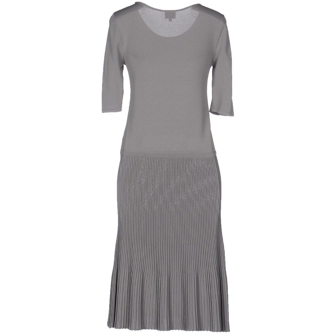 GIORGIO ARMANI Collezioni 50/14 gray knit sweater dress $995 bodycon career-Dresses-Armani Collezioni-50/14-Gray-Jenifers Designer Closet