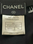 CHANEL 44 10 12 wool skirt imprinted buttons career pleats France black