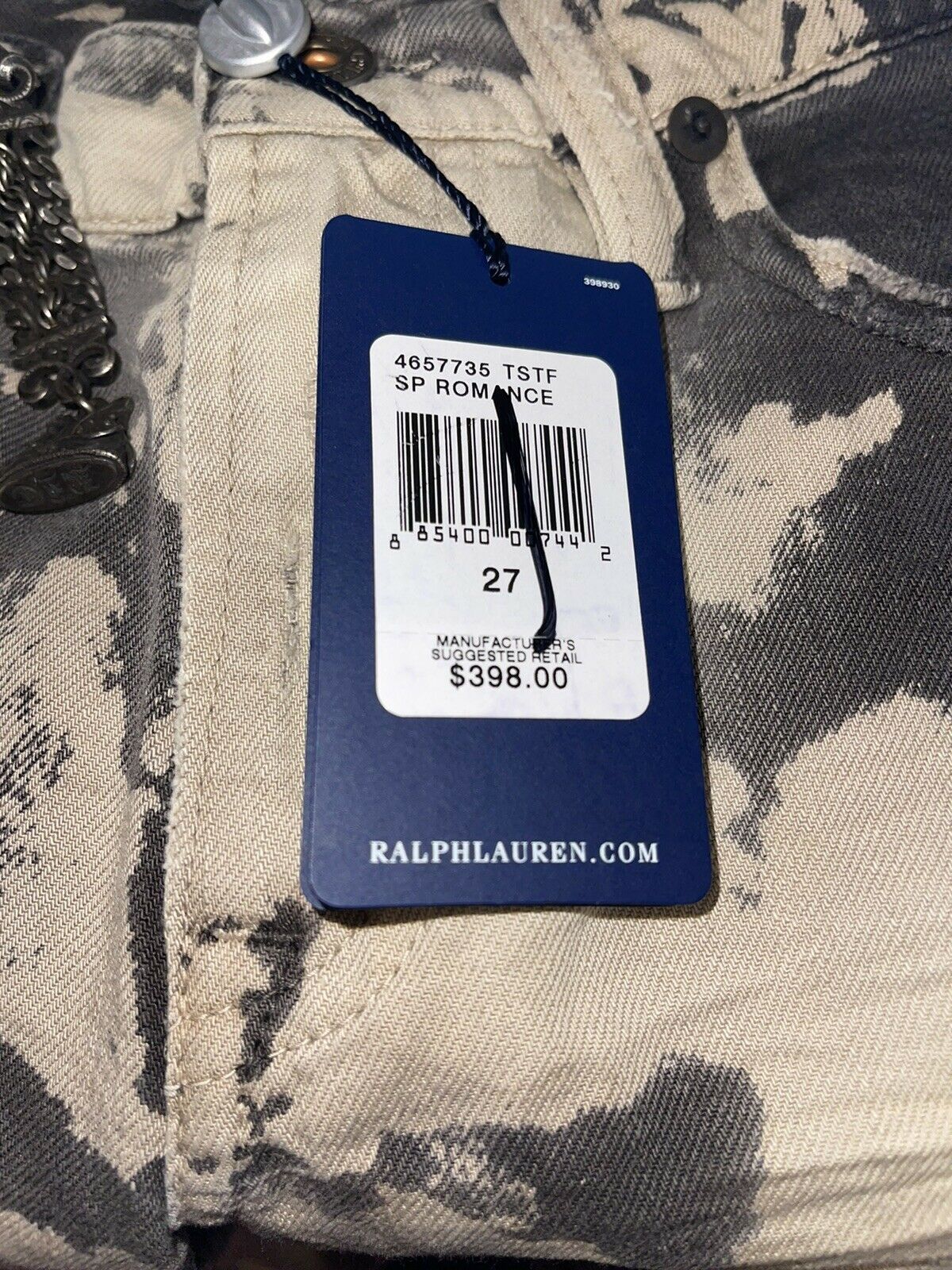 Polo Ralph Lauren 27 Jeans bleached straight $398 destroyed distressed