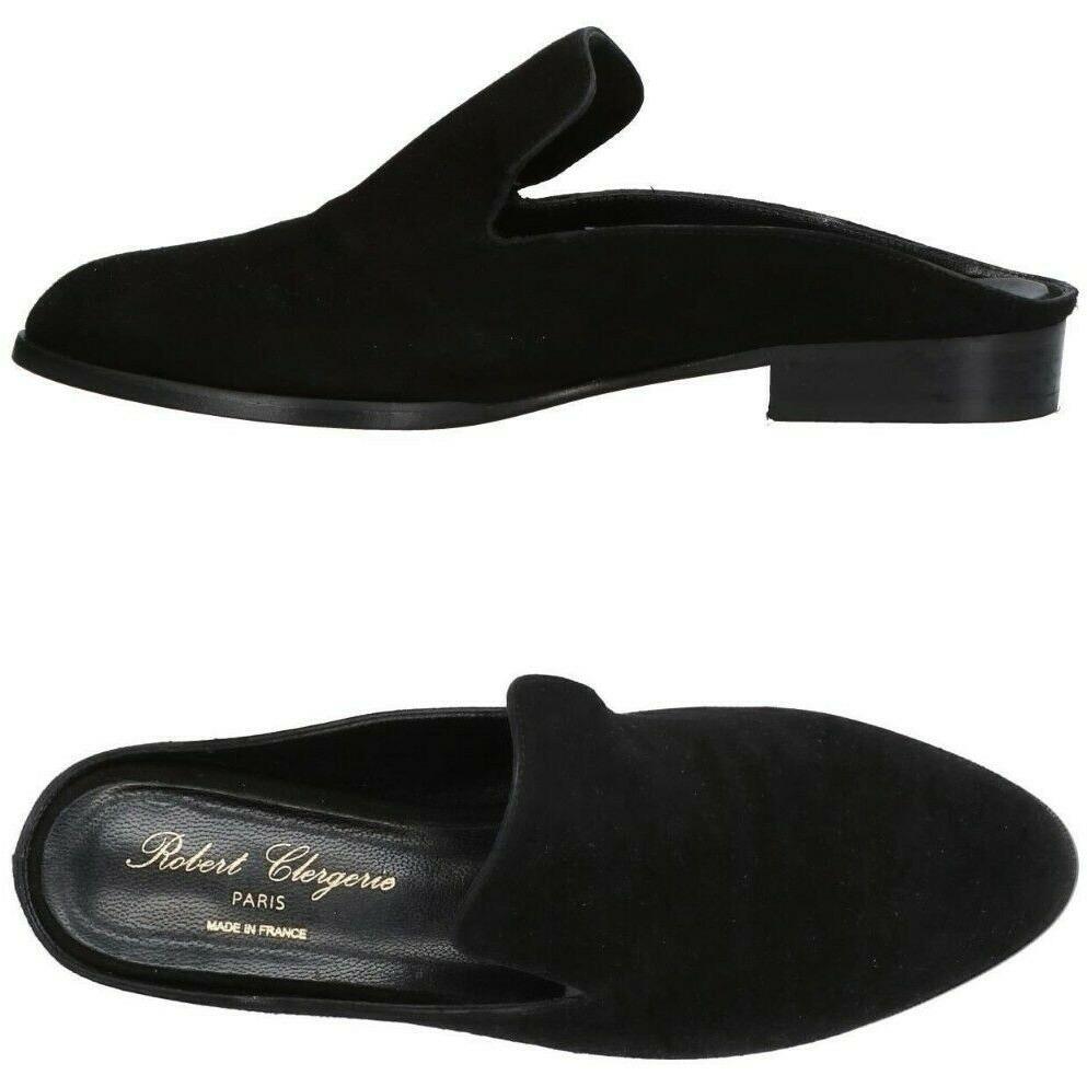 ROBERT CLERGERIE Paris 37.5 7 black career slides mules shoes flats designer