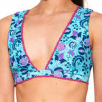 NANETTE LEPORE 12 bikini swimsuit bathing suit floral designer 2 pc aqua