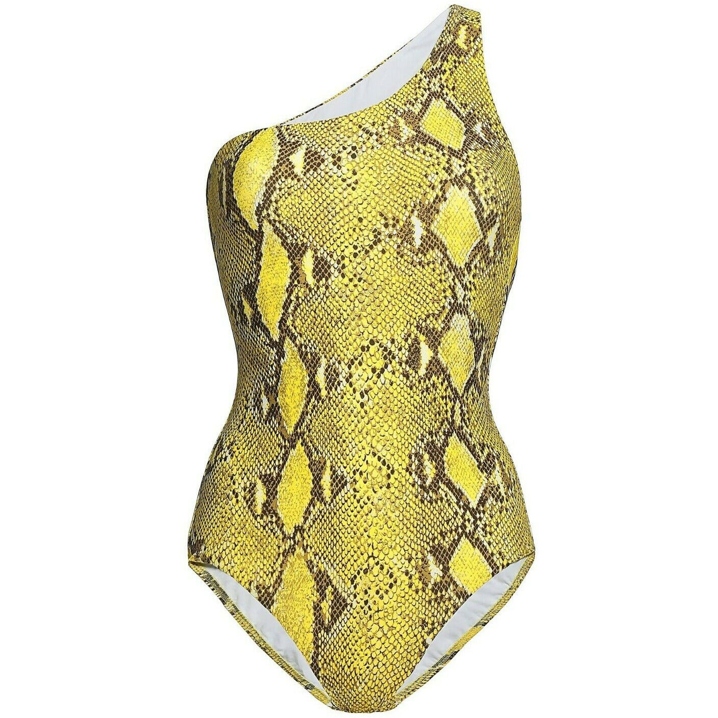 MELISSA ODABASH 38 2 swimsuit 1pc one-shoulder snake yellow reptile - Jenifers Designer Closet