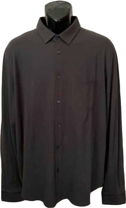 THEORY Men's XXL 2XL long sleeve shirt pima pique button up charcoal gray