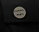 CHANEL 44 10 12 wool skirt imprinted buttons career pleats France black