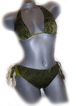 LUCKY BRAND S camouflage army green bikini swimsuit 2-piece crochet lace