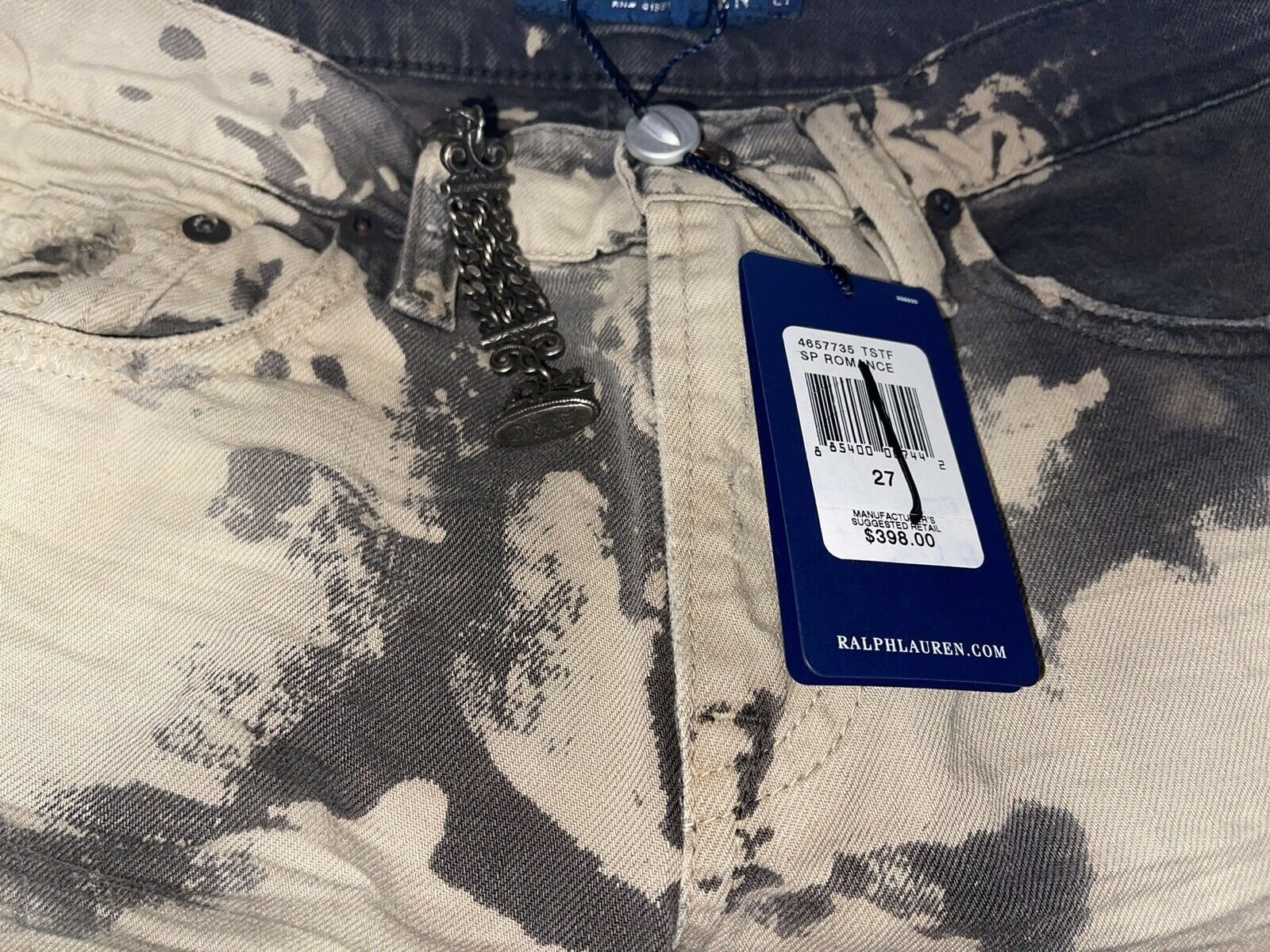 Polo Ralph Lauren 27 Jeans bleached straight $398 destroyed distressed