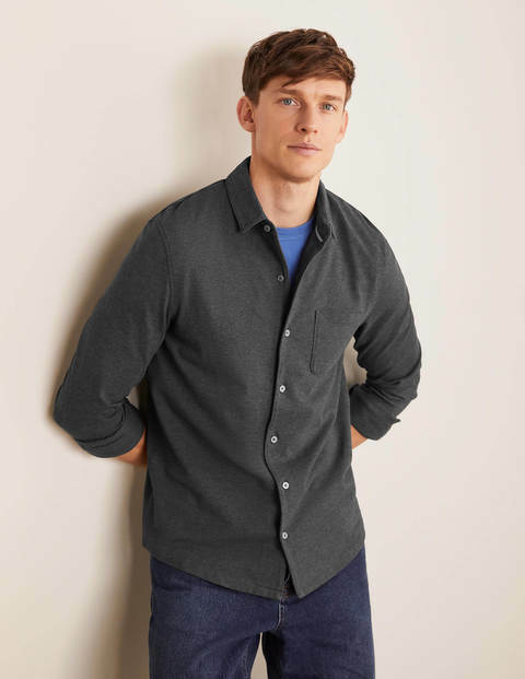 THEORY Men's XXL 2XL long sleeve shirt pima pique button up charcoal gray
