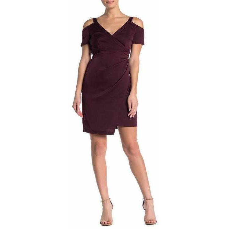 Allsaints US-6 UK-10 Cadia Maroon Wrap Dress cold-shoulder casual Party Allsaints US-6 UK-10 Cadia Maroon Wrap Dress cold-shoulder casual Party