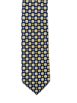 BRIONI men's necktie 3.7" handmade woven silk tie Italy designer navy