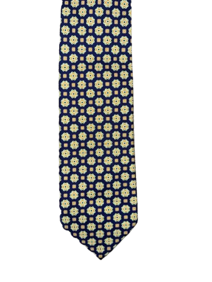 BRIONI men's necktie 3.7" handmade woven silk tie Italy designer navy
