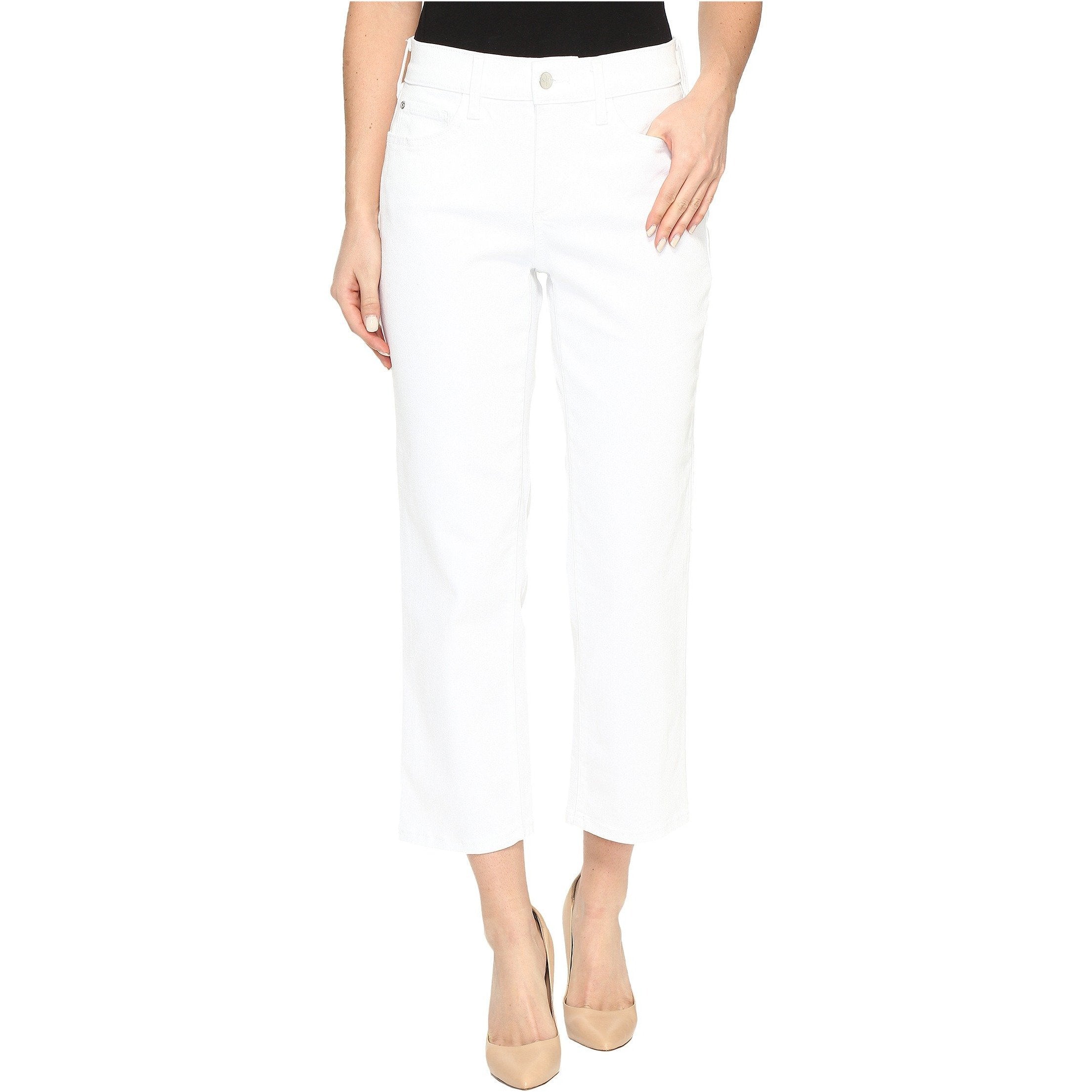 NYDJ 2P Not Your Daughter's Jeans twill white cropped pants lift tuck capri-Pants-NYDJ-2 Petite-White-Jenifers Designer Closet