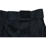 POLECI high-end designer skirt with wide bow at waist 10 black sheen career-Skirts-Poleci-10-Black-Jenifers Designer Closet