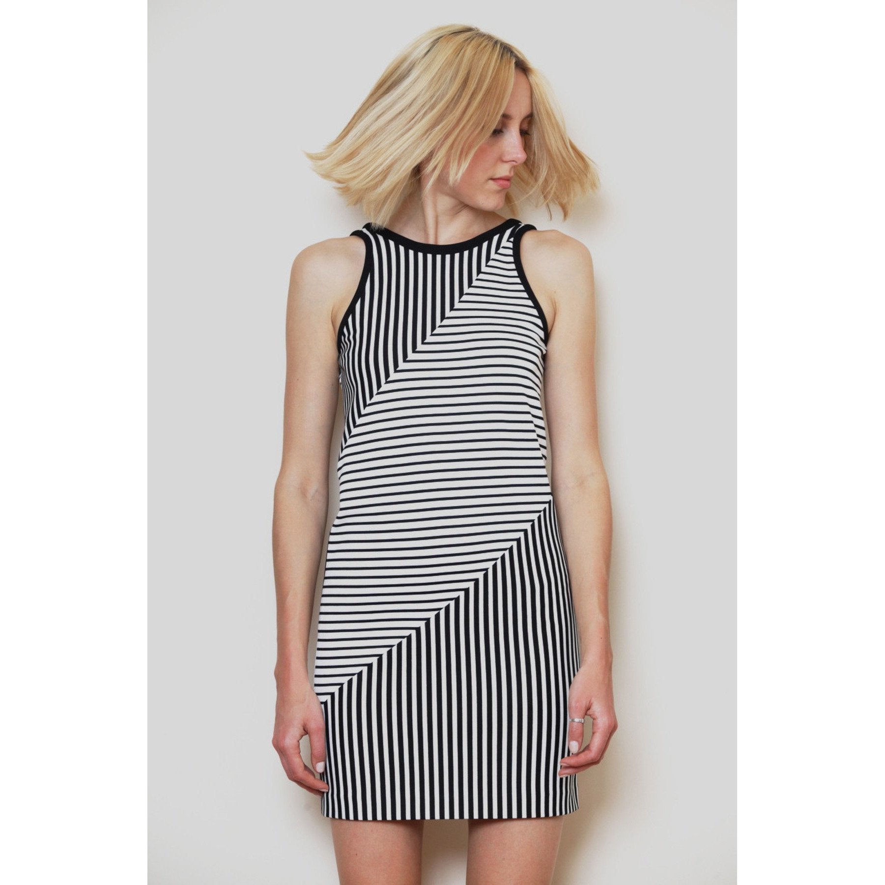 REBECCA MINKOFF tank dress XS Summer jersey striped black white Brady career-Dresses-Rebecca Minkoff-XS-Black/white-Jenifers Designer Closet