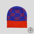 Gucci GG Knit Wool Beanie in Blue/Orange unisex toboggan